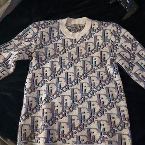 Dior Men's Sweater - Purple and Blue Pattern
